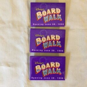 Disney Boardwalk Opening June 30, 1996 Pin Back Set of 3